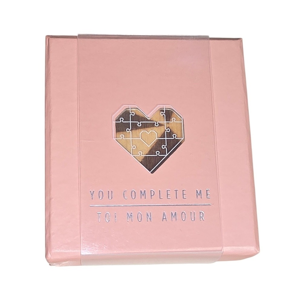 Anthropologie Luckies of London You Complete Me Heart Wooden Jigsaw Puzzle EUC
